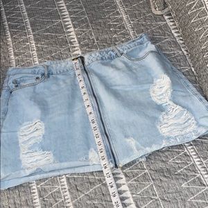 High waisted denim mini skirt